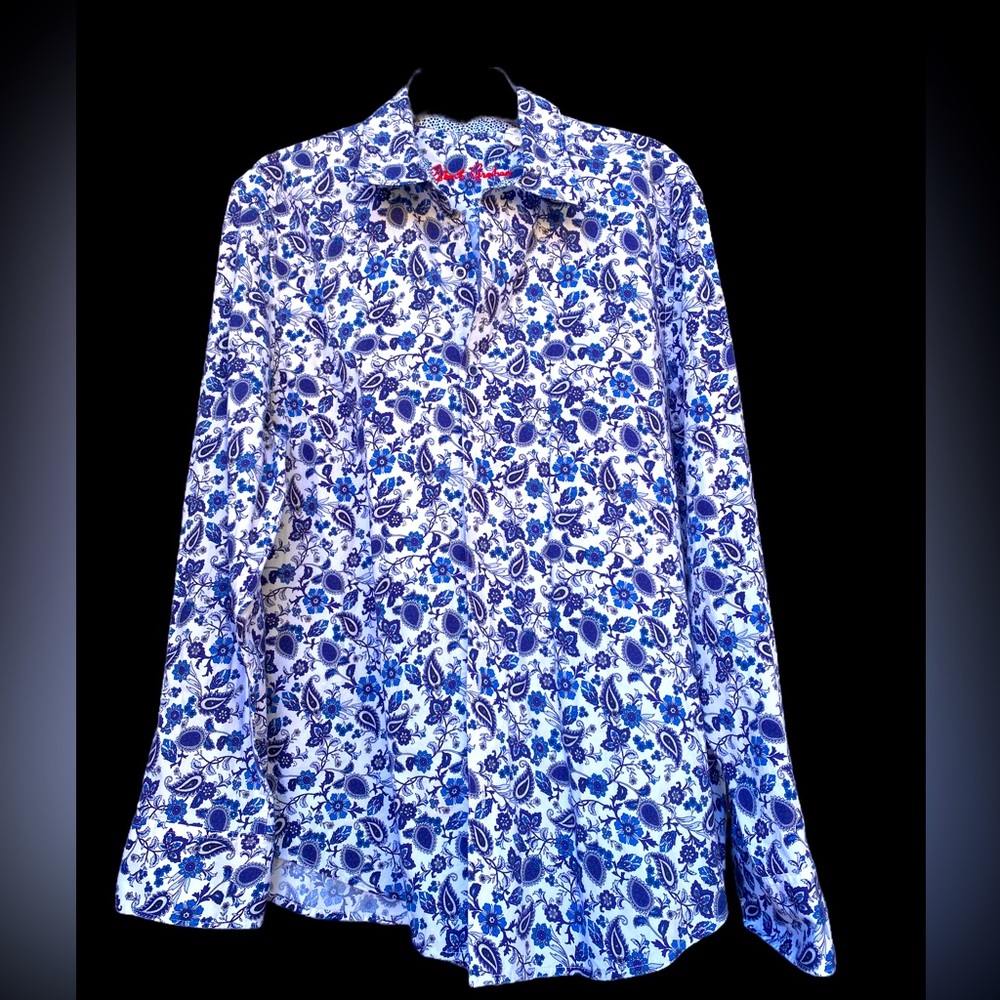 Robert Graham Hampshire Long Sleeve Button Up Shirt, Blue Floral Sz 2XL NWOT